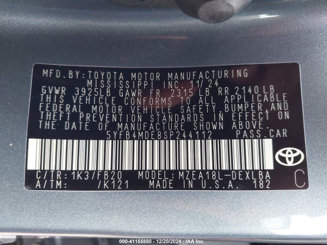 Toyota COROLLA LE 2025 5YFB4MDE8SP244112 Image 9