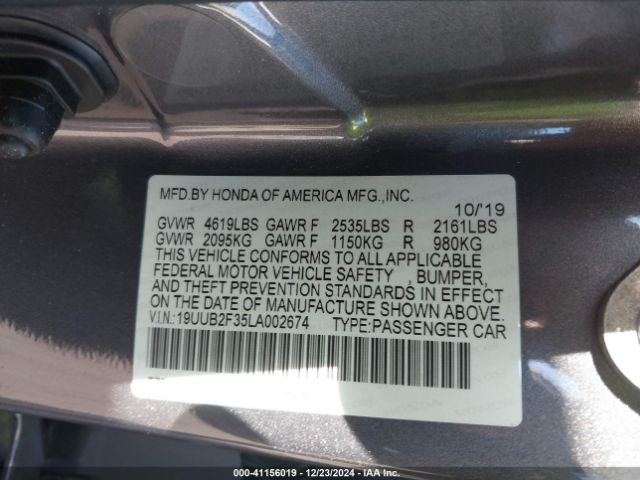 19UUB2F35LA002674 Acura Tlx Standard