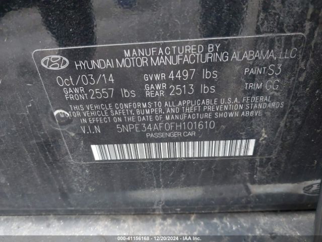 5NPE34AF0FH101610 Hyundai Sonata Limited