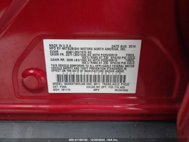 4A4AP3AU1FE005490 Mitsubishi Outlander Sport Es