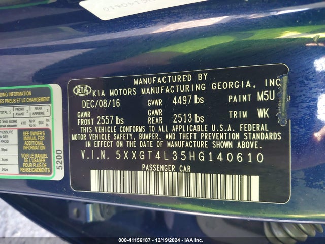 KIA Optima Lx 2017 5XXGT4L35HG140610 Image 9