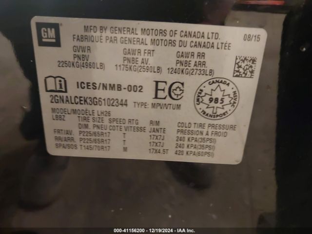 2GNALCEK3G6102344 Chevrolet EQUINOX LT