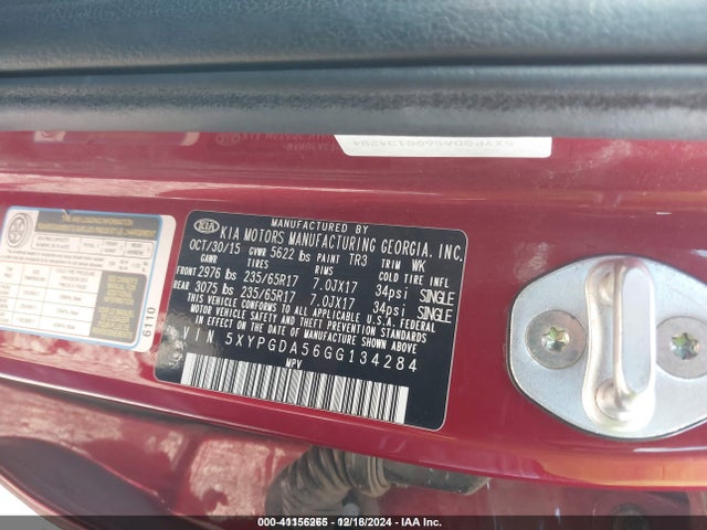 5XYPGDA56GG134284 KIA dohc gdi lambda ii