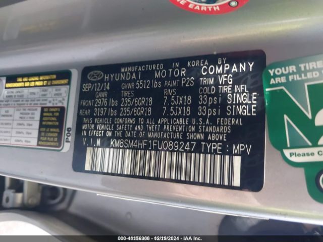 KM8SM4HF1FU089247 Hyundai Santa Fe Gls