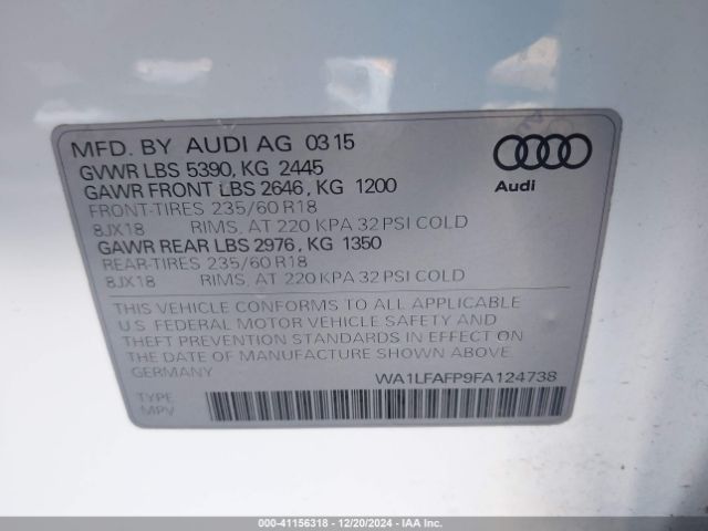 WA1LFAFP9FA124738 Audi Q5 2.0t Premium