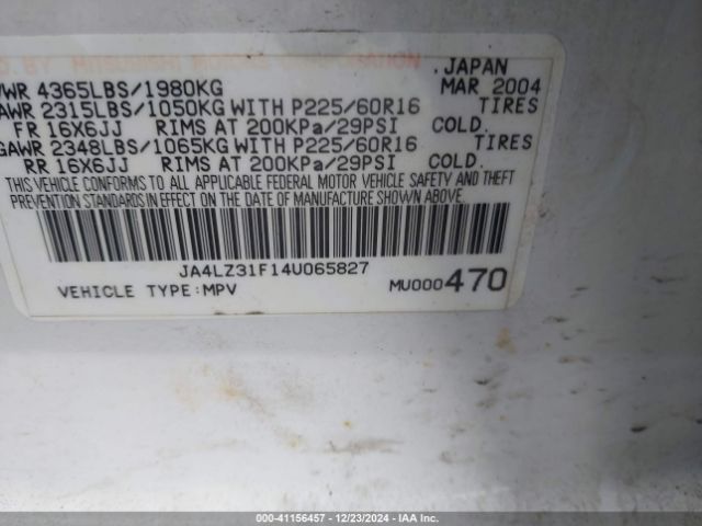 2004 MITSUBISHI OUTLANDER JA4LZ31F14U065827 Photo 8