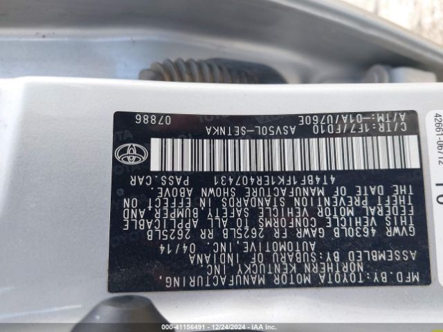 4T4BF1FK1ER407431 Toyota CAMRY LE