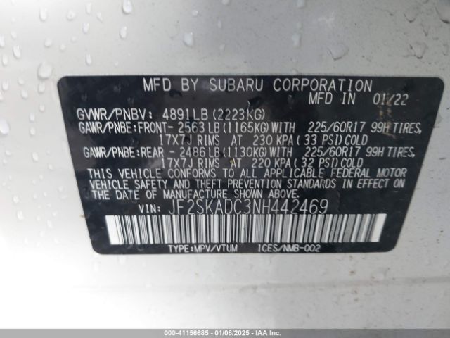 JF2SKADC3NH442469 Subaru Forester Premium
