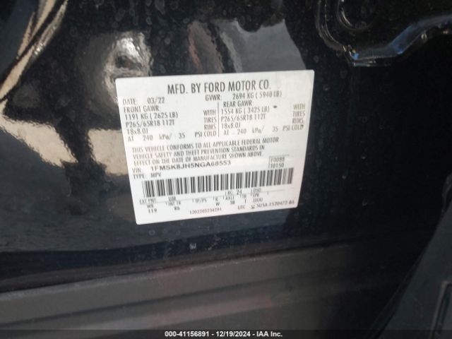 1FMSK8JH5NGA68553 Ford Explorer Timberline