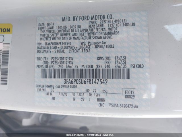 3FA6P0SU6FR147542 Ford Fusion Energi Titanium