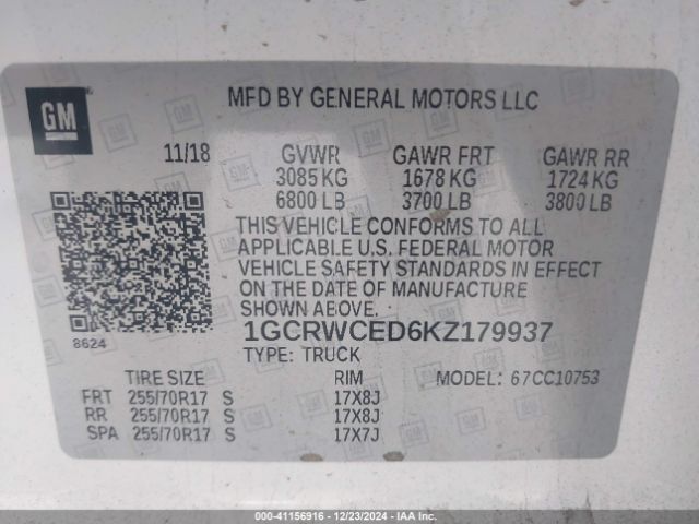 1GCRWCED6KZ179937 Chevrolet Silverado 1500 Lt