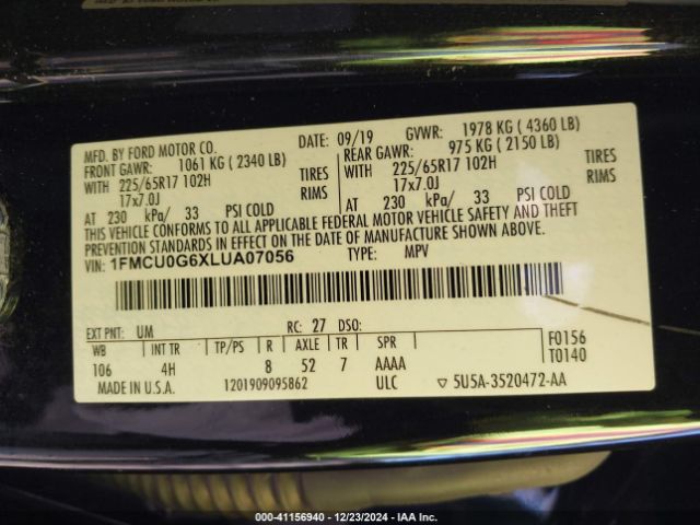 2020 FORD ESCAPE 1FMCU0G6XLUA07056 Photo 8