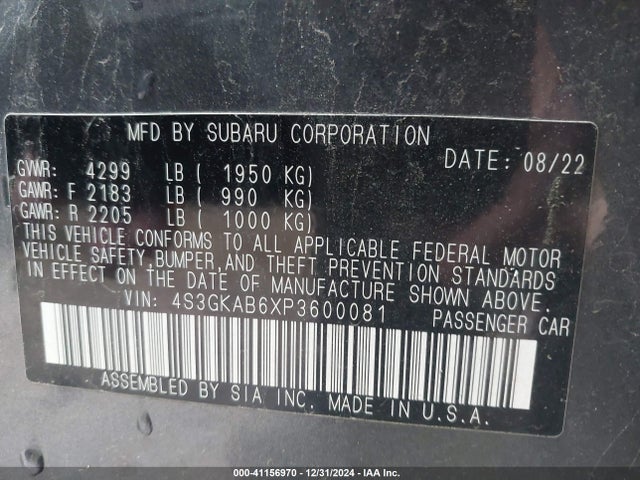 Subaru Impreza Base 2023 4S3GKAB6XP3600081 Image 9