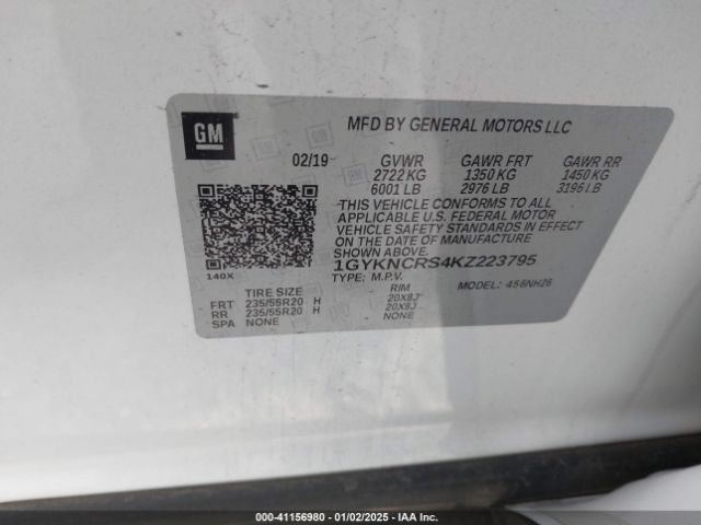 1GYKNCRS4KZ223795 Cadillac XT5 LUXURY