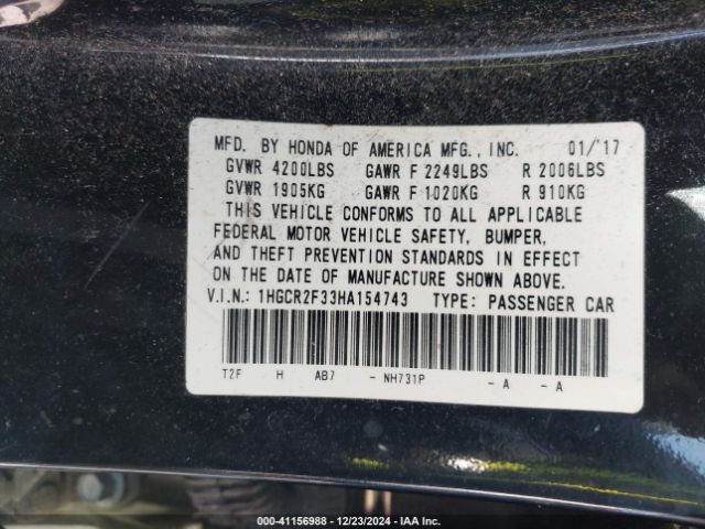 1HGCR2F33HA154743 Honda ACCORD LX