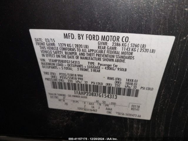 1FAHP2D8XFG154313 Ford TAURUS SE