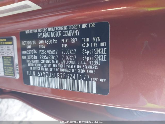 5XYZU3LB7FG241177 Hyundai Santa Fe Sport 2.4l
