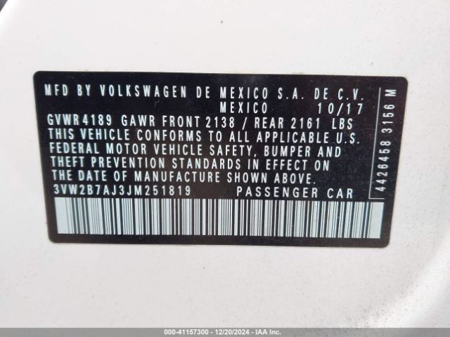 3VW2B7AJ3JM251819 Volkswagen Jetta 1.4t S
