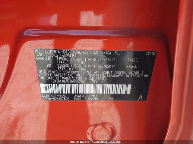 Toyota Rav4 Xle 2016 2T3WFREV7GW255266 Image 9