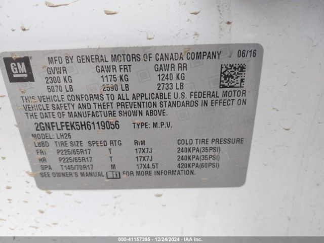 2GNFLFEK5H6119056 Chevrolet EQUINOX LT