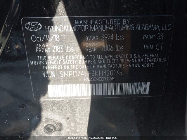 Hyundai ELANTRA SE 2019 5NPD74LF3KH420135 Image 9