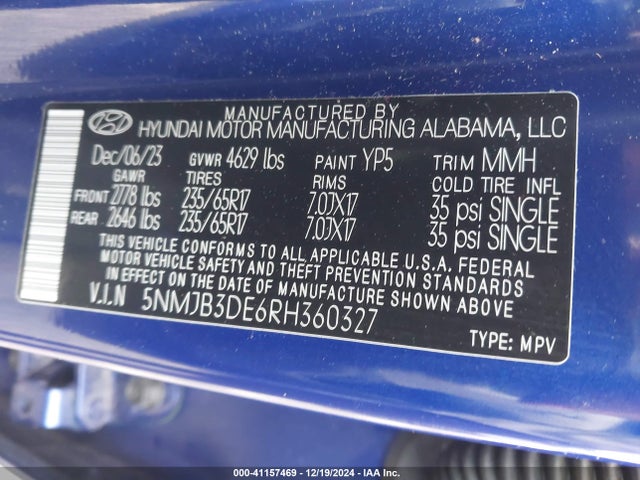 Hyundai TUCSON SEL 2024 5NMJB3DE6RH360327 Image 9