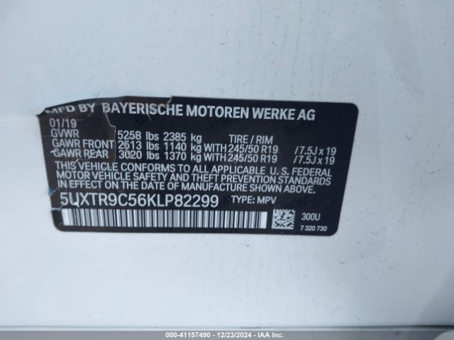 5UXTR9C56KLP82299 BMW X3 Xdrive30i