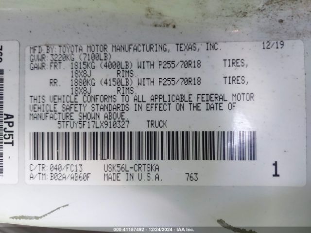 5TFUY5F17LX910327 Toyota Tundra Sr5