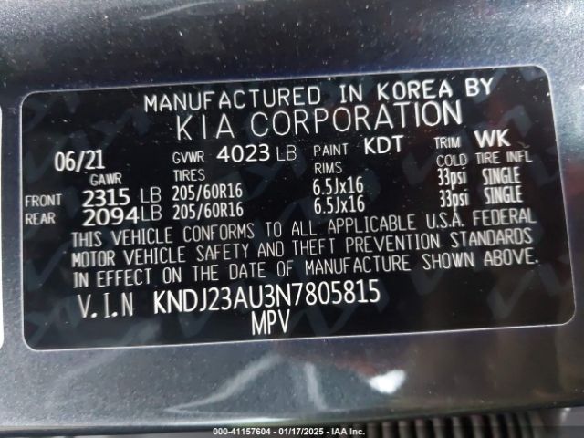 KNDJ23AU3N7805815 KIA SOUL LX