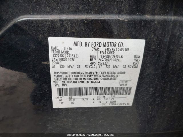 2LMPJ6LR0HBL16324 Lincoln Mkx Reserve