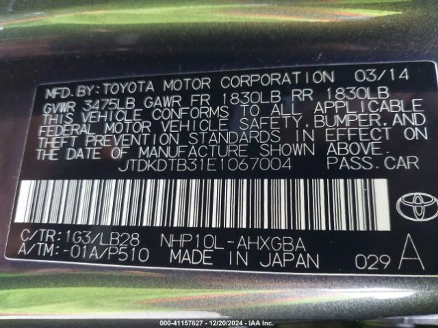 JTDKDTB31E1067004 Toyota Prius C Four