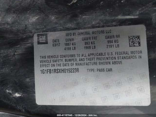 1G1FB1RSXH0192238 Chevrolet Camaro 1lt