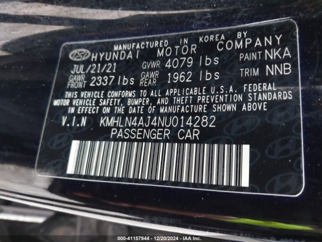 KMHLN4AJ4NU014282 Hyundai Elantra Hybrid Limited