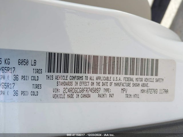 Dodge Grand Caravan Sxt 2015 2C4RDGCG0FR745097 Image 9