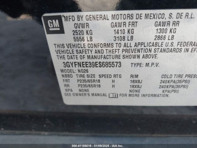3GYFNEE39ES685573 Cadillac Srx Luxury Collection