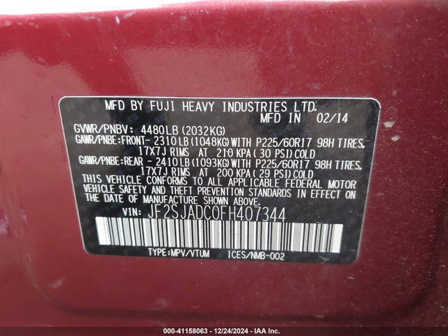 Subaru 2.5na u5 2015 JF2SJADC0FH407344 Image 21