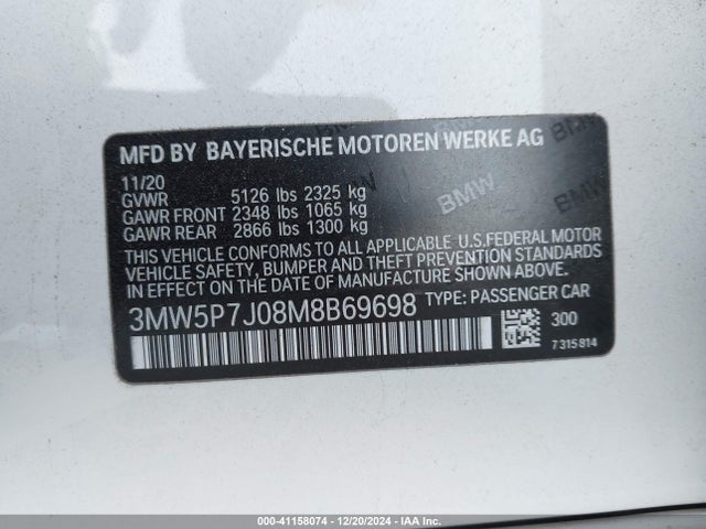3MW5P7J08M8B69698 BMW 3 Series 330e