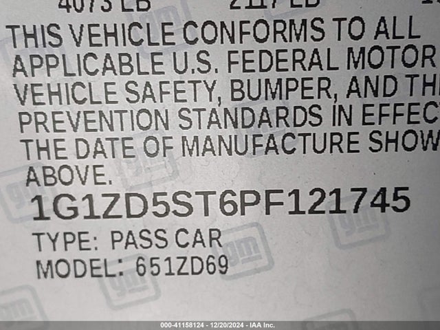 1G1ZD5ST6PF121745 Chevrolet Malibu Fwd 1lt