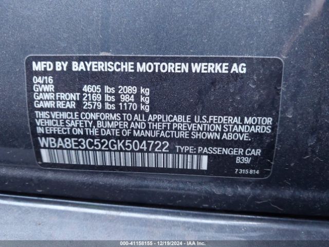 WBA8E3C52GK504722 BMW 328i Xdrive