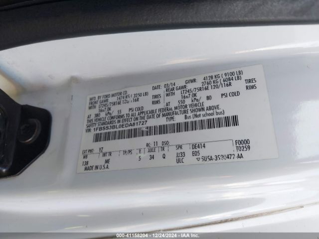 1FBSS3BL0EDA81727 Ford E-350 Super Duty Xlt