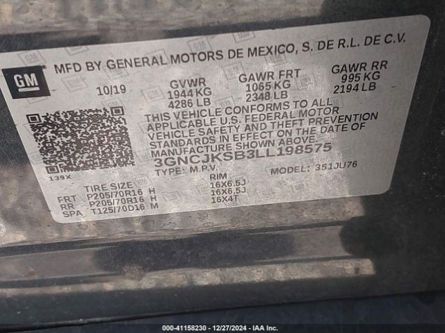3GNCJKSB3LL198575 Chevrolet Trax Fwd Ls