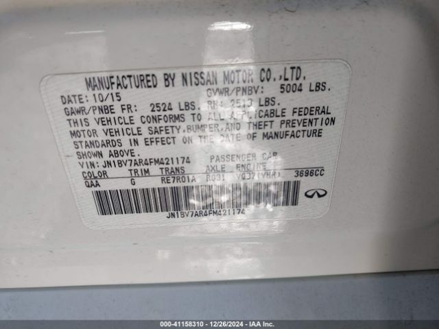 JN1BV7AR4FM421174 Infiniti Q50 Premium