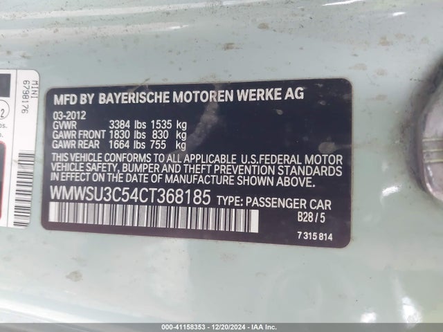 2012 MINI COOPER WMWSU3C54CT368185 Photo 8