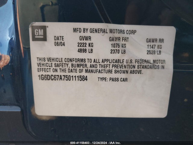 2005 CADILLAC STS 1G6DC67A750111584 Photo 8