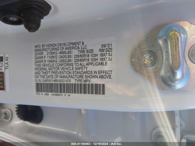 5J6RW1H86NA001476 Honda Cr-v 2wd Ex-l