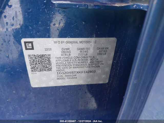 1G1ZD5STXKF142803 Chevrolet MALIBU LT