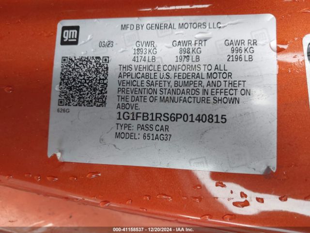 1G1FB1RS6P0140815 Chevrolet Camaro Rwd  1lt