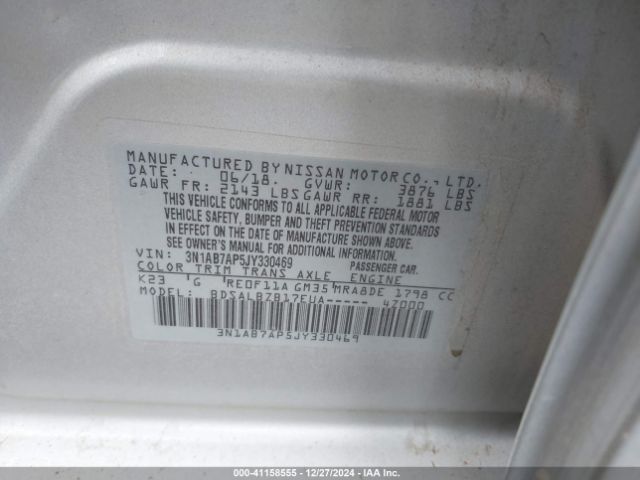 3N1AB7AP5JY330469 Nissan SENTRA S