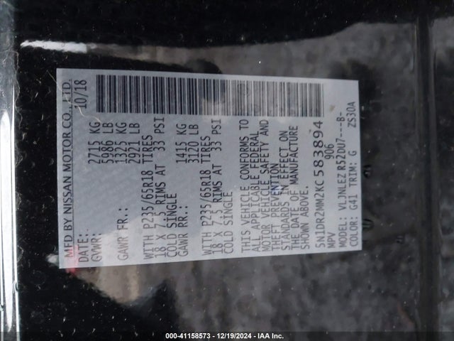 Nissan Pathfinder Sv 2019 5N1DR2MM2KC583894 Image 9