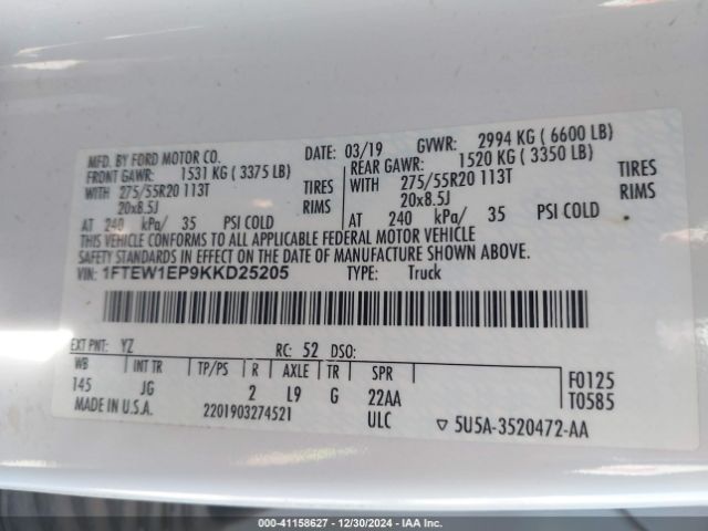 2019 FORD F-150 1FTEW1EP9KKD25205 Photo 8
